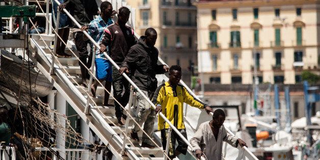 1126 Migrants Landing in Salerno, Italy, June on 29, 2017. The ship Rio Segura with 1126 migrants form Subsaharian, Libia, Mali, Pakistan, Nigeria, Marocco, 256 minor, 13 baby, migrants whit fractures and 11 women whit children. (Photo by Paolo Manzo/NurPhoto via Getty Images)