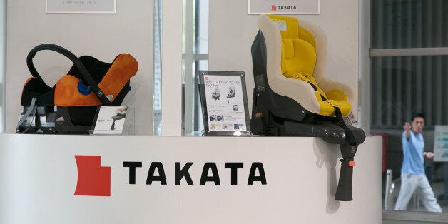 TOKYO, JAPAN - JUNE 26: A Takata Corp. logo is seen on a display of child safety seats at a car showroom on June 26, 2017 in Tokyo, Japan. Japanese air bag maker Takata Corp. has filed for bankruptcy protection in Tokyo and the U.S. on June 26, 2017, overwhelmed by the outcome following its production of faulty air bag inflators that are linked to the death of more than 180 people globally. The company announced most of its assets will be bought by the Detroit rival, Key Safety Systems for about $1.6 billion (175 billion yen). (Photo by Christopher Jue/Getty Images)