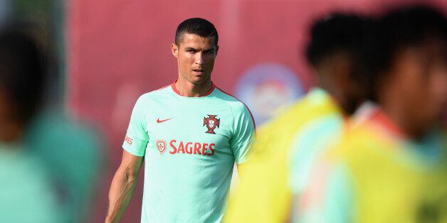 UNSPECIFIED, RUSSIA - JUNE 16: Cristiano Ronaldo in action during the Portugal training session on June 16, 2017 in Kazan, Russia. (Photo by Michael Regan - FIFA/FIFA via Getty Images)