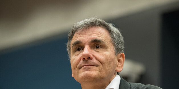Euclid Tsakalotos, Greece's finance minister, looks on ahead of a Eurogroup meeting of European finance ministers in Luxembourg on Thursday, June 15, 2017. Euro area finance ministers plan to disburse EU8.5b bailout tranche for Greece, two officials familiar with the matter say, asking not to be named, pending final decision. Photographer: Jasper Juinen/Bloomberg via Getty Images