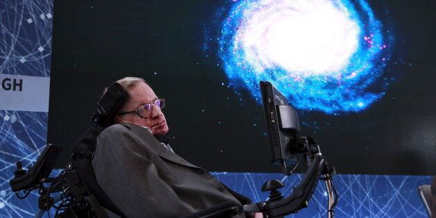 Physicist Stephen Hawking sits on stage during an announcement of the Breakthrough Starshot initiative with investor Yuri Milner in New York April 12, 2016. REUTERS/Lucas Jackson