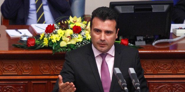 Newly elected Prime Minister Social Democrat leader Zoran Zaev speaks in the parliament in Skopje, Macedonia June 1, 2017. REUTERS/Ognen Teofilovski