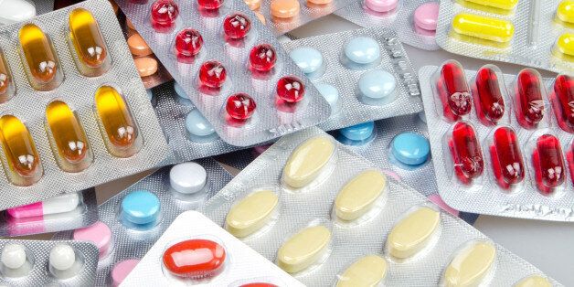 Various Colorful Pills in Packages - Close Up