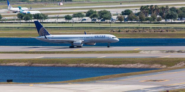 Orlando, USA - April 23, 2012: Boeing 757 United Airlines taxiing on Orlando International Airport on October 9, 2013 in Orlando, FL, USA. Boeing 757 was designed to replace Boeing 727 and entered service in 1983.