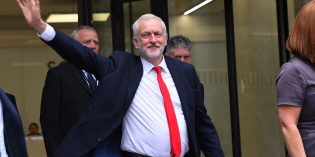 Labour Leader Jeremy Corbyn leaves Labour Headquarters, London on June 9, 2017. After a snap election was called by Prime Minister Theresa May the United Kingdom went to the polls. The closely fought election has failed to return a clear overall majority winner and a hung parliament has been declared. (Photo by Alberto Pezzali/NurPhoto via Getty Images)