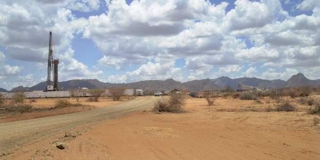 A picture taken on March 26, 2017, shows an oil drilling block managed by British company Tullow Oil at Lokichar basin in Turkana county.In just a few years water, oil and money would flow. Roads, schools and hospitals would follow. Turkana's generations of poverty and neglect in Kenya's arid north would end. But it was not to be: five years after the discovery of oil, and four since a giant aquifer was found, drought has struck again, shattering the dreams of a different future for Turkana, a bone dry region of dust and stone, home to mostly semi-nomadic livestock herders and lacking the most basic trappings of modernity. / AFP PHOTO / TONY KARUMBA (Photo credit should read TONY KARUMBA/AFP/Getty Images)