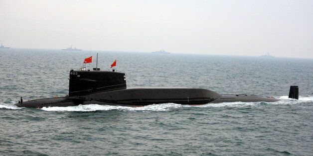 QINGDAO, CHINA-APRIL 23:(CHINA OUT) A Chinese Navy submarine participates in an international fleet review to celebrate the 60th anniversary of the founding of the People's Liberation Army Navy on April 23, 2009 in Qingdao of Shandong Province, China. Chinese warships and nuclear submarines were paraded as China held an international fleet review, attended by 14 other nations including the U.S. and Russia, in the northern Chinese Navy port of Qingdao to mark the anniversary. (Photo by Zhang Lei/VCG via Getty Images)