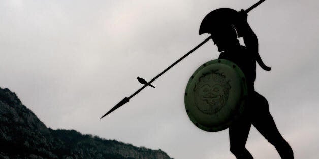 Thermopylae, GREECE: The statue of King Leonidas of ancient Sparta stands over the battlefield of Thermopylae, some 170 kilometres north of Athens in central Greece, at sunrise 09 March 2007. The Battle of Thermopylae where 300 Spartans under Leonidas faced overwhelming Persian odds in 480 BCE is the topic of '300', a new Hollywood epic that opens in the United States on Friday. AFP PHOTO / PARIS PAPAIOANNOU (Photo credit should read PARIS PAPAIOANNOU/AFP/Getty Images)