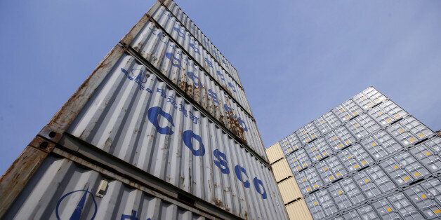 Containers from China Ocean Shipping Company (COSCO) are pictured at a port in Shanghai, China, February 17, 2016. REUTERS/Aly Song/File Photo GLOBAL BUSINESS WEEK AHEAD - SEARCH