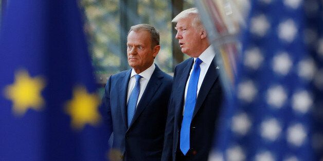 U.S. President Donald Trump (R) walks with the President of the European Council Donald Tusk in Brussels, Belgium, May 25, 2017. REUTERS/Francois Lenoir TPX IMAGES OF THE DAY