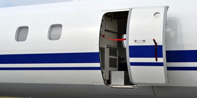 Passenger plane door - great for topics like aviation, transportation, plane traveling etc.