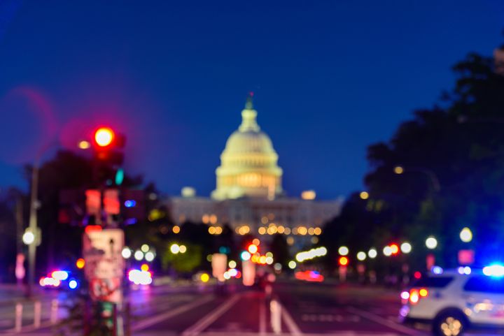 夜のワシントンDC アメリカ国会議事堂 イメージ写真