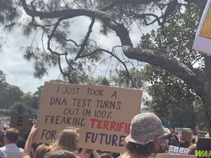 A nod to Lizzo was seen at Friday's Sydney march. 