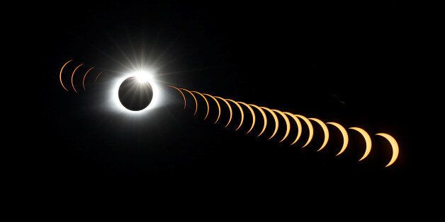 REFILE - CORRECTING HOW PHOTO WAS TAKEN A composite image of 21 separate photographs taken with a single fixed camera shows the solar eclipse as it creates the effect of a diamond ring at totality as seen from Clingmans Dome, which at 6,643 feet (2,025m) is the highest point in the Great Smoky Mountains National Park, Tennessee, U.S. August 21, 2017. Location coordinates for this image are 35Âº33'24