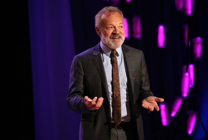 Host Graham Norton during the filming for the Graham Norton Show at BBC Studioworks 6 Television Centre, Wood Lane, London, to be aired on BBC One on Friday evening.