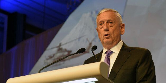 US Pentagon chief Jim Mattis delivers his speech during the first plenary session at the 16th Institute for Strategic Studies (IISS), ShangriLa Dialogue Summit in Singapore on June 3, 2017.The annual Shangri-La Dialogue is attended by defence ministers from around the region and runs from June 2 to 4. / AFP PHOTO / ROSLAN RAHMAN (Photo credit should read ROSLAN RAHMAN/AFP/Getty Images)
