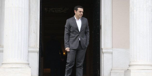 PM Alexis Tsipras waits to receive his Estonian counterpart at Maximos mansion, in Athens on May 29, 2017 (Photo by Panayotis Tzamaros/NurPhoto via Getty Images)