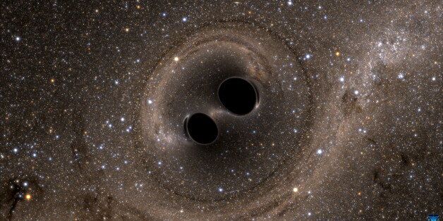 The collision of two black holes - a tremendously powerful event detected for the first time ever by the Laser Interferometer Gravitational-Wave Observatory, or LIGO - is seen in this still image from a computer simulation released in Washington February 11, 2016. Scientists have for the first time detected gravitational waves, ripples in space and time hypothesized by Albert Einstein a century ago, in a landmark discovery announced on Thursday that opens a new window for studying the cosmos. REUTERS/The SXS (Simulating eXtreme Spacetimes)/Handout via Reuters FOR EDITORIAL USE ONLY. NOT FOR SALE FOR MARKETING OR ADVERTISING CAMPAIGNS. THIS IMAGE HAS BEEN SUPPLIED BY A THIRD PARTY. IT IS DISTRIBUTED, EXACTLY AS RECEIVED BY REUTERS, AS A SERVICE TO CLIENTS TPX IMAGES OF THE DAY