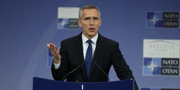 BRUSSELS, BELGIUM - MAY 24: NATO Secretary General Jens Stoltenberg holds a press conference regarding NATO leaders' summit in Brussels, Belgium on May 24, 2017. (Photo by Dursun Aydemir/Anadolu Agency/Getty Images)