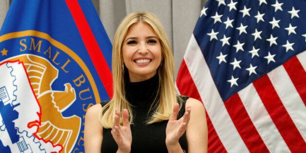 Ivanka Trump applauds her audience after taking part in a conversation with Administrator of the Small Business Administration Linda McMahon at the US Institute of Peace in Washington, U.S., May 1, 2017. REUTERS/Kevin Lamarque