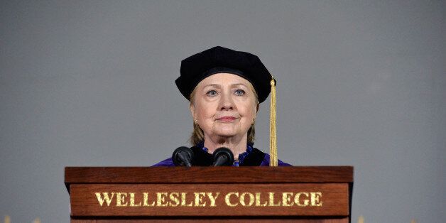 BOSTON, MA - MAY 26: Hillary Clinton gave the Commencement Address at the Wellesley College 2017 166th Commencement Exercises at Wellesley College on May 26, 2017 in Boston, Massachusetts. Clinton graduated from Wellesley College in 1969 and majored in political science. (Photo by Paul Marotta/WireImage,)