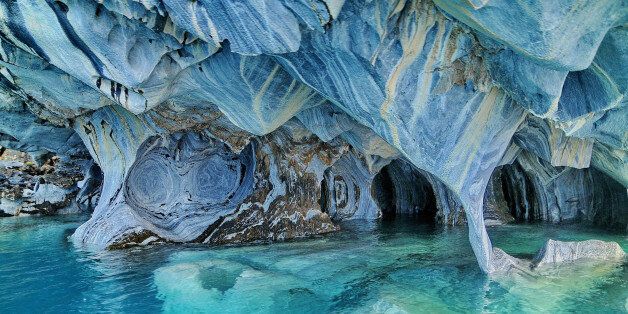 Marble caves Lake General Carrera also known as lake Buenos Aires Chile.