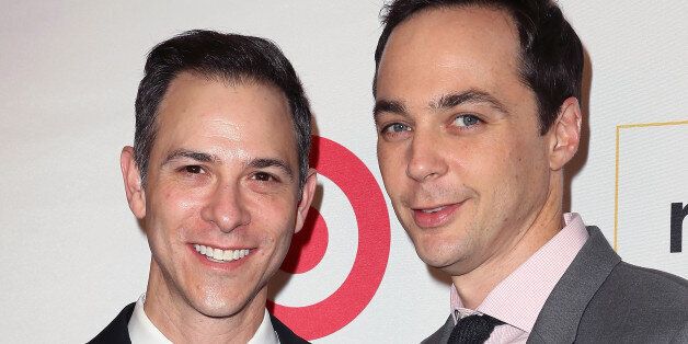 BEVERLY HILLS, CA - OCTOBER 21: Honorary Co-Chairs Todd Spiewak (L) and Jim Parsons attend the 2016 GLSEN Respect Awards at the Beverly Wilshire Four Seasons Hotel on October 21, 2016 in Beverly Hills, California. (Photo by David Livingston/Getty Images)