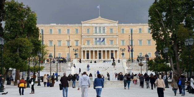 Black could over Hellenic Parliament, Athens, Greece