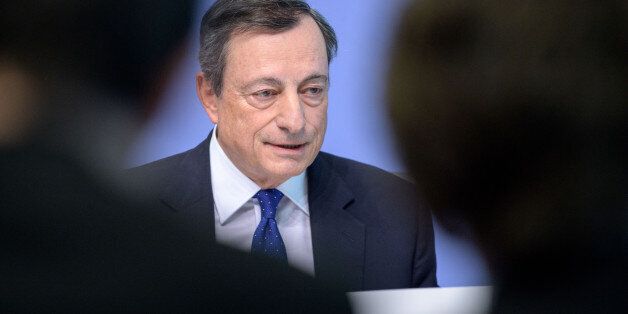 FRANKFURT AM MAIN, GERMANY - APRIL 27: The President of the European Central Bank (ECB) Mario Draghi speaks to the media during a press conference following the meeting of the Governing Council on April 27, 2017 in Frankfurt am Main, Germany. (Photo by Thomas Lohnes/Getty Images)