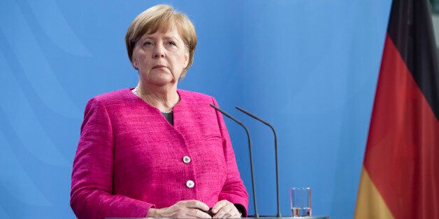 German Chancellor Angela Merkel is pictured during a news conference held with French President Emmanuel Macron (not in the picture) at the Chancellery in Berlin, Germany on May 15, 2017. (Photo by Emmanuele Contini/NurPhoto via Getty Images)