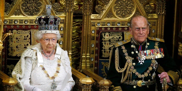 Britain's Queen Elizabeth delivers the Queen's Speech next to Prince Phillip during the State Opening of Parliament in the Palace of Westminster in London, Britain, May 27, 2015. REUTERS/Alastair Grant/Pool