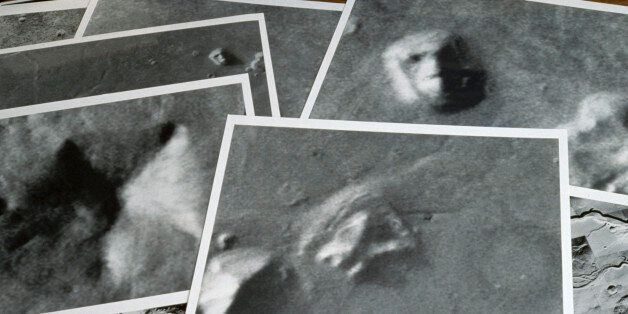 These aerial photographs of a Martian butte, taken by Viking in 1976 (the Ambler rover was used), were seized upon by the paranormal community as evidence of civilization on Mars, even though such illusions are common in nature. (Photo by NASA/Roger Ressmeyer/Corbis/VCG via Getty Images)