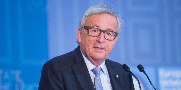 Jean-Claude Juncker, president of the European Commission, delivers a speech at The State Of The Union 2017 conference in Florence, Italy, on Friday, May 5, 2017. JunckerÂ further risked his reputation in the U.K. with a comment questioning the relevance of the English language. Photographer: Giulio Napolitano/Bloomberg via Getty Images