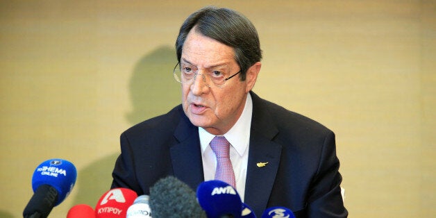 Cypriot President Nicos Anastasiades speaks during a news conference in Geneva, Switzerland January 13, 2017. REUTERS/Pierre Albouy