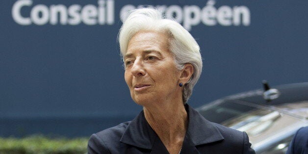 International Monetary Fund (IMF) Managing Director Christine Lagarde arrives at a Eurozone finance ministers emergency meeting on the situation in Greece in Brussels, Belgium June 27, 2015. Euro zone finance ministers meet as planned on Saturday for an emergency meeting on Greece despite Greek Prime Minister Alexis Tsipras' decision to call a referendum, an EU official said. REUTERS/Yves Herman