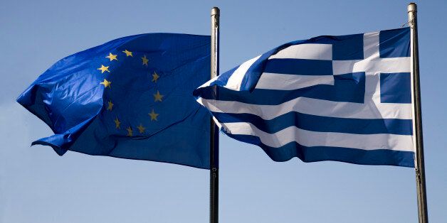 Greek and european EU flag