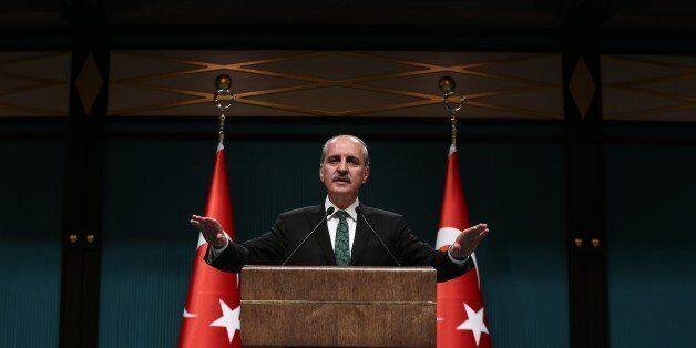 ANKARA, TURKEY - APRIL 17: Turkish Deputy Prime Minister Numan Kurtulmus gives a speech as the cabinet meeting continues at Presidential Complex in Ankara, Turkey on April 17, 2017. (Photo by Ahmet Bolat/Anadolu Agency/Getty Images)