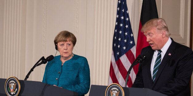 President Trump and Chancellor Angela Merkel of Germany, held a joint press conference in the East Room of the White House, on Friday, March 17, 2017. (Photo by Cheriss May/NurPhoto via Getty Images)