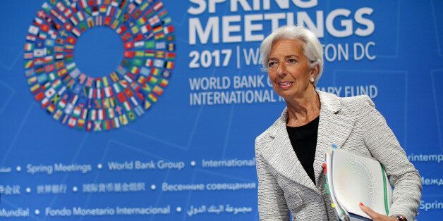 WASHINGTON, DC - APRIL 20: International Monetary Fund Managing Director Christine Lagarde arrives for a news conference during the World Bank and IMF Spring Meetings April 20, 2017 in Washington, DC. According to the IMF's World Economic Outlook, the global economy is projected to grow 3.5-percent in 2017, up from its previous forecast of 3.4-percent in January. (Photo by Chip Somodevilla/Getty Images)