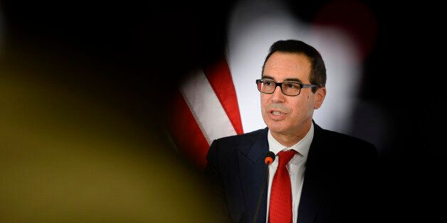 US Secretary of the Treasury Steven Mnuchin speaks during a press conference at the G 20 Finance Ministers and Central Bank Governors Meeting in Baden-Baden, southern Germany, on March 18, 2017. / AFP PHOTO / THOMAS KIENZLE (Photo credit should read THOMAS KIENZLE/AFP/Getty Images)