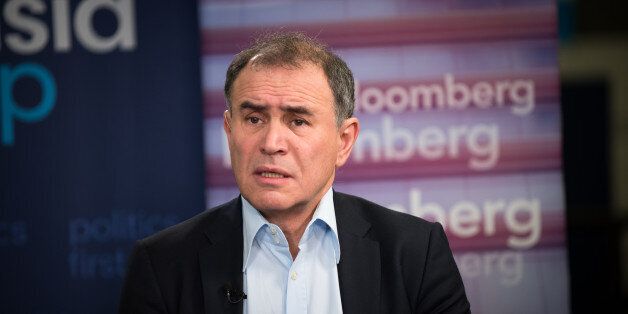 NYU Stern Professor Nouriel Roubini speaks during a Bloomberg Television interview at the Eurasia Group Ltd. office in New York, U.S., on Tuesday, Jan. 3, 2017. Roubini examined protectionist measures expected from U.S. President-elect Donald trump and the lack of global leadership. Photographer: Kholood Eid/Bloomberg via Getty Images