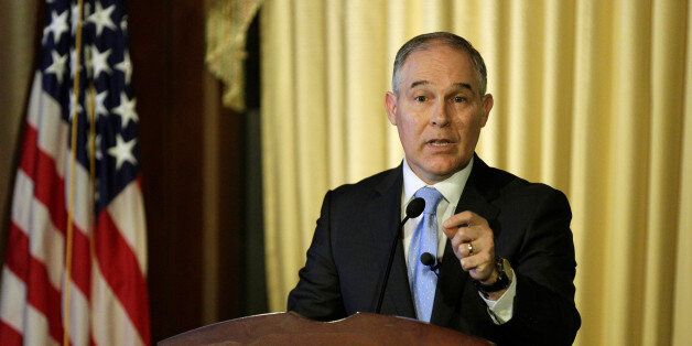 Scott Pruitt, administrator of the Environmental Protection Agency (EPA), speaks to employees of the Agency in Washington, U.S., February 21, 2017. REUTERS/Joshua Roberts