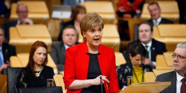 A handout photo made available from the Scottish Parliament on March 21, 2017, shows Scotland's First Minister Nicola Sturgeon speaking in the chamber on the first day of the 'Scotland's Choice' debate on a motion to seek the authority to hold an indpendence referendum at the Scottish Parliament in Edinburgh.Scottish lawmakers on March 21 began a two-day debate on First Minister Nicola Sturgeon's call for an independence referendum -- a major headache for Prime Minister Theresa May as she prepares to launch Brexit. / AFP PHOTO / Scottish Parliament / Andrew Cowan (Photo credit should read ANDREW COWAN/AFP/Getty Images)