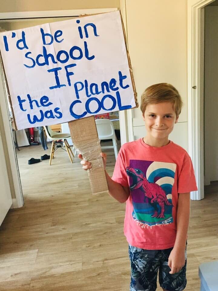 Claire marched with her seven-year-old son, Joe.