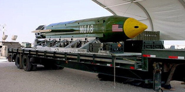 The GBU-43/B Massive Ordnance Air Blast (MOAB) bomb is pictured in this undated handout photo. Elgin Air Force Base/Handout via REUTERS ATTENTION EDITORS - THIS IMAGE WAS PROVIDED BY A THIRD PARTY. EDITORIAL USE ONLY.