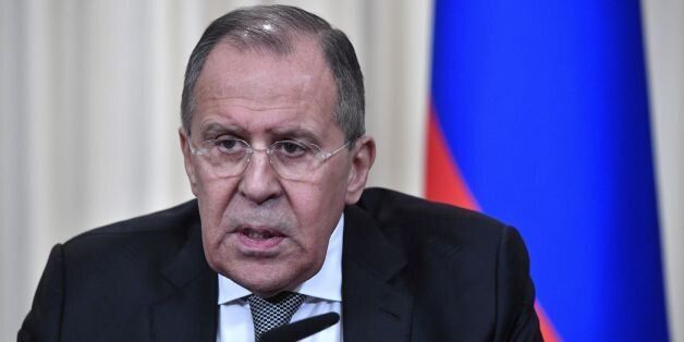 Russian Foreign Minister Sergei Lavrov speaks during a joint press conference with US Secretary of State after their talks in Moscow on April 12, 2017.Russian President Vladimir Putin on Wednesday met US Secretary of State Rex Tillerson after complaining of worsening ties with Donald Trump's administration as the two sides spar over Syria. Putin received Tillerson at the Kremlin along with Russia's Foreign Minister Sergei Lavrov after the top diplomats held several hours of talks dominated by the fallout of an alleged chemical attack in Syria. / AFP PHOTO / Alexander NEMENOV (Photo credit should read ALEXANDER NEMENOV/AFP/Getty Images)