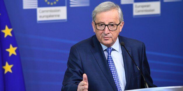 European Commission President Jean-Claude Juncker addresses a press conference after meeting with Swiss President at the European Commission in Brussels on April 6, 2017. / AFP PHOTO / EMMANUEL DUNAND (Photo credit should read EMMANUEL DUNAND/AFP/Getty Images)