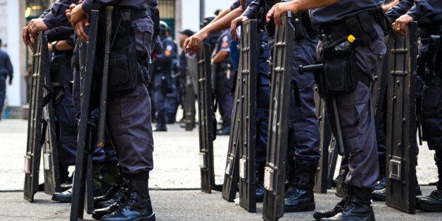 Riot policemen in Rio de Janeiro.