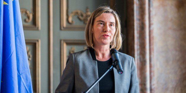 BRUSSELS, BELGIUM - APRIL 04 : High Representative of the European Union for Foreign Affairs and Security Policy Federica Mogherini speaks during a joint press conference with UN Secretary-General's Special Envoy for Syria, Staffan de Mistura (not seen) after their meeting in Brussels, Belgium on April 04, 2017. (Photo by EU Commission/Anadolu Agency/Getty Images)