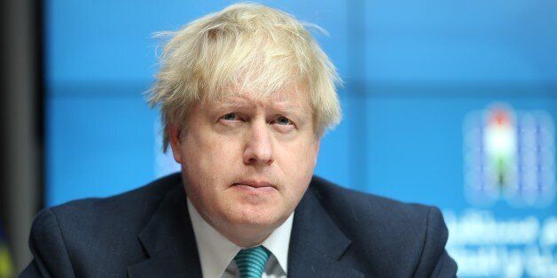 BRUSSELS, BELGIUM - APRIL 05: British Foreign Secretary Boris Johnson (L) holds a press conference after the Supporting Syria Conference in Brussels, Belgium on April 05, 2017. (Photo by Dursun Aydemir/Anadolu Agency/Getty Images)